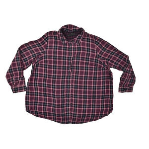Lane Bryant Plus Size 18/20 Pink Black Plaid Cotton Blend Button Down Shirt